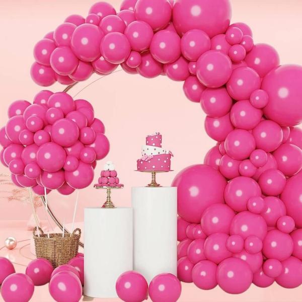 129Pcs Hot Pink Latex Balloon Garland  |   Balloon Garlands