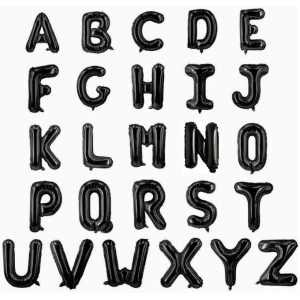 16-Inch Black A-Z Letter & 0-9 Number Foil Balloon  |   Number Balloons