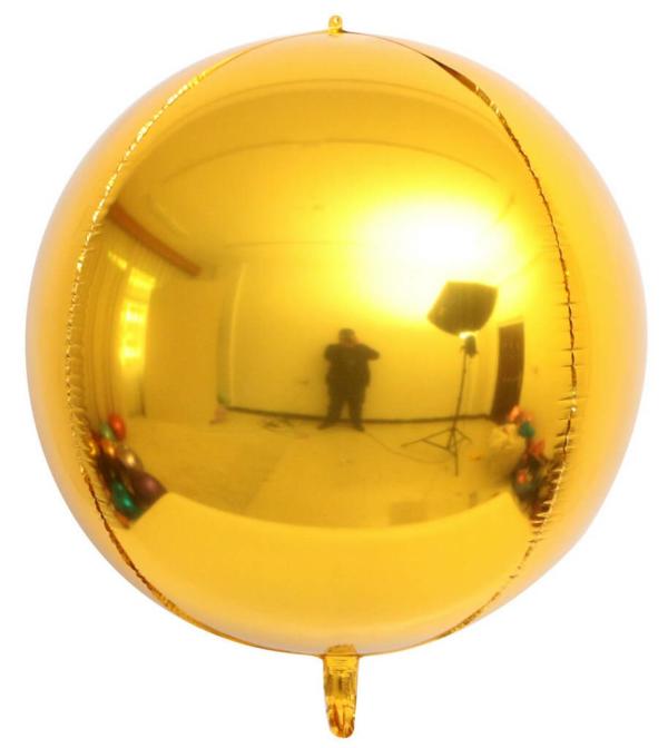 18-Inch Orbz 4D Metallic Gold Round Foil Balloon  |   Orbz Balloons