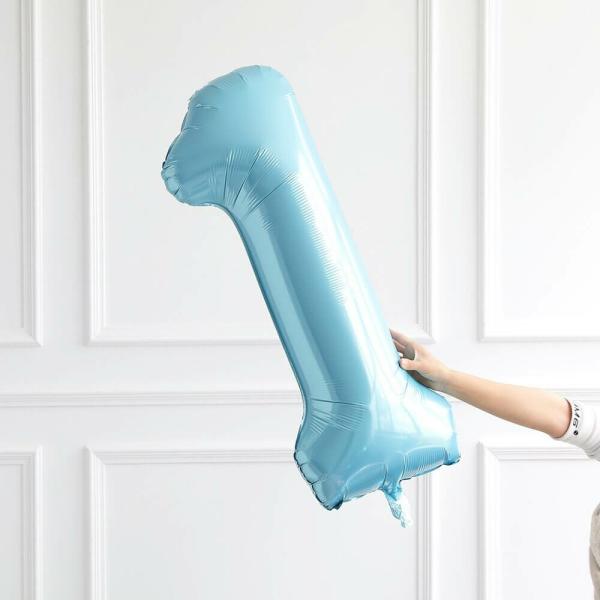 40-Inch Jumbo Pastel Blue Number 1 Foil Balloon  |   40-Inch Numbers