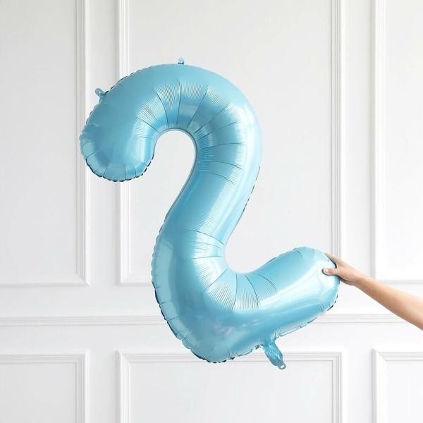 40-Inch Jumbo Pastel Blue Number 2 Foil Balloon  |   40-Inch Numbers