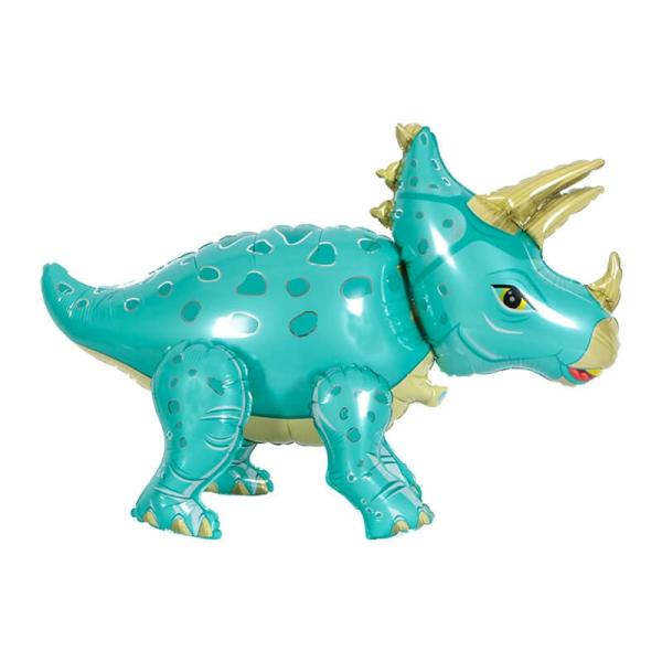 Large 4D Freestanding Blue Triceratops Dinosaur Foil Balloon  |   Shaped Balloons