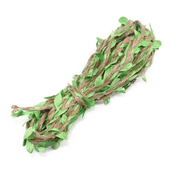 5M Artificial Green Leaf Hessian Burlap Ribbon Roll  |   Ribbon Rolls