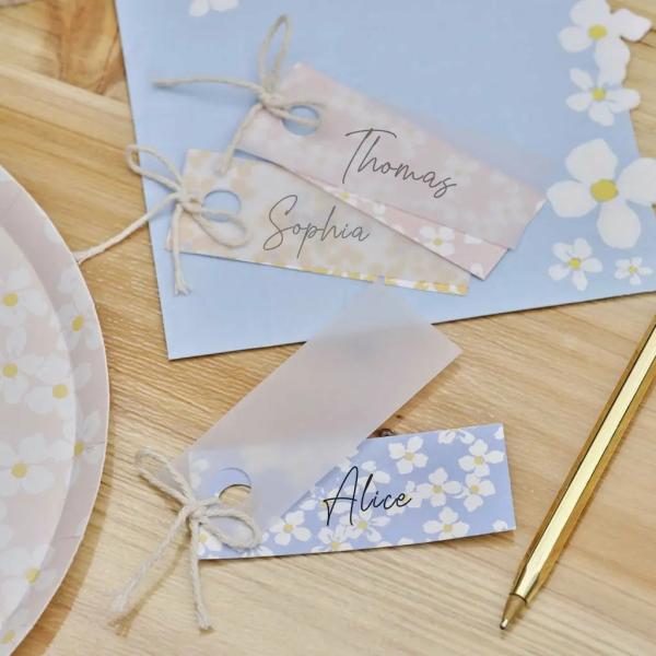 Hello Spring Floral Place Cards With Vellum Paper  |   Place Cards