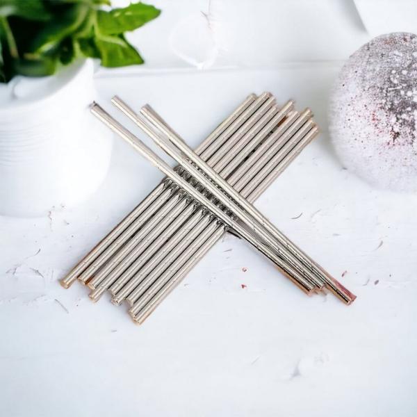 Metallic Silver Foil Paper Party Straws 20Pk  |   Drinking Straws